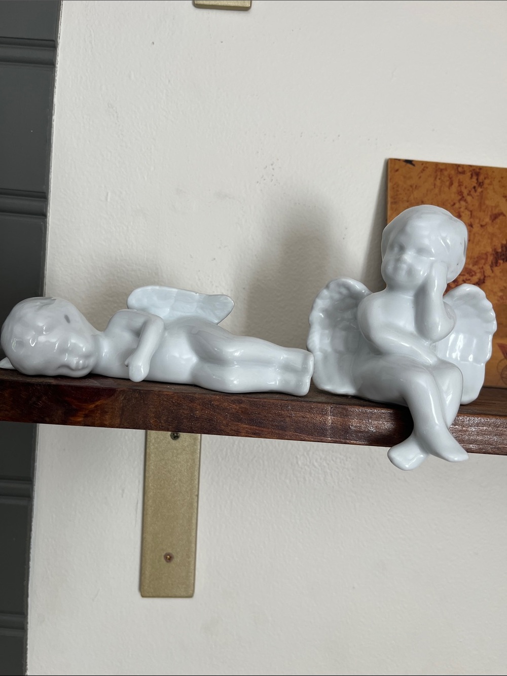 White Porcelain Angel Figurines - Set of 2